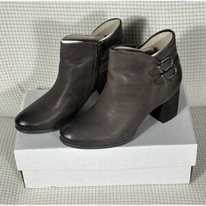 Josef Seibel Brown Leather Ladies Zippered Slip on Boots, Size EU 37, US 6.5